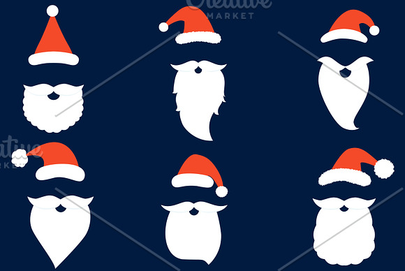 Santa hat, beard and mustache set in Illustrations - product preview 1