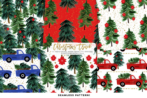 Watercolor Christmas Digital Paper,  in Illustrations - product preview 1