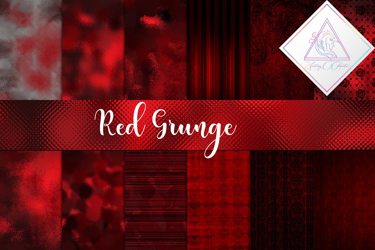 Red Grunge Digital Paper in Textures - product preview 8