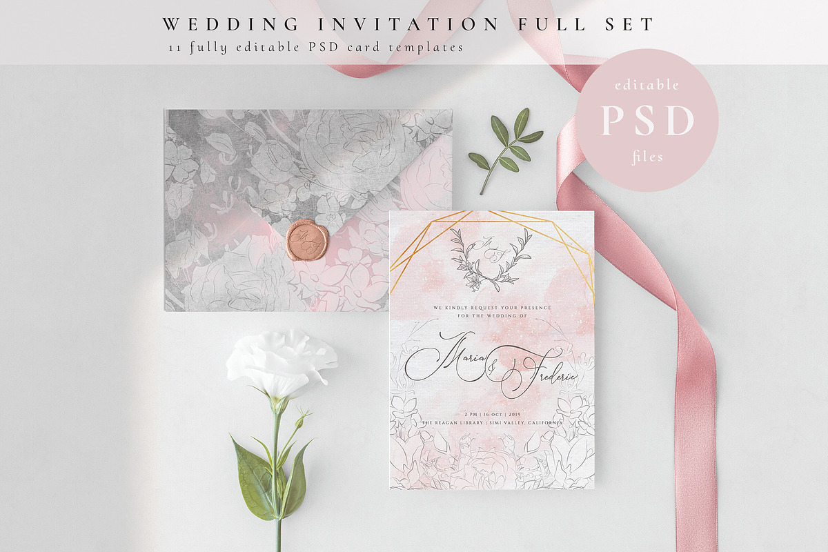 Wedding Invitation Full Set. PSD in Wedding Templates - product preview 8