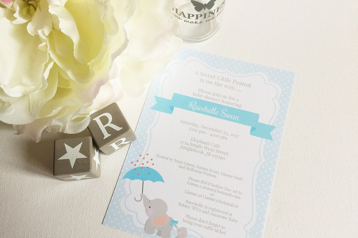 Elephant Baby Shower invitation in Card Templates - product preview 8