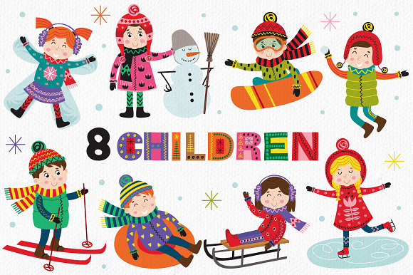 winter time with kids in Illustrations - product preview 1
