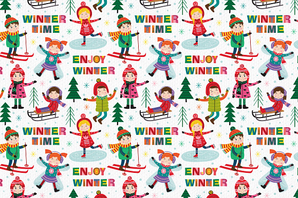 winter time with kids in Illustrations - product preview 6