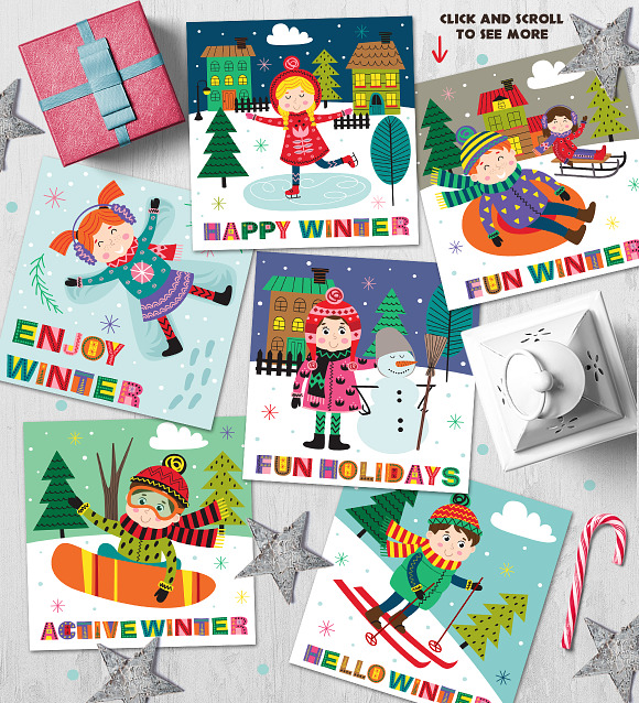 winter time with kids in Illustrations - product preview 8