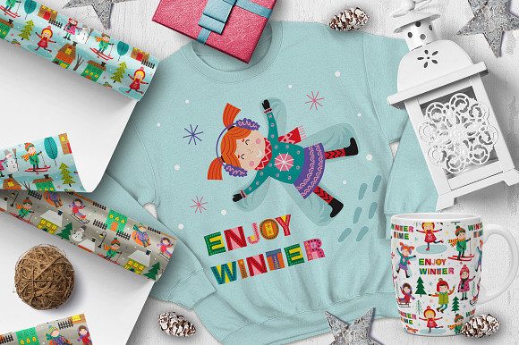 winter time with kids in Illustrations - product preview 9