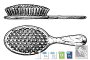 Hair brush. Side and front view
