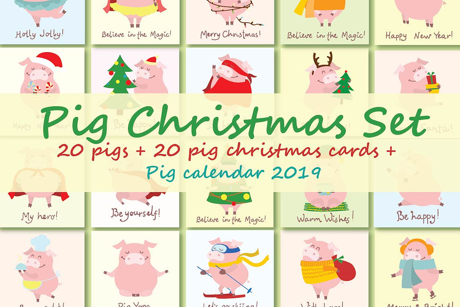 For one week only $5!!! PIG SET in Illustrations - product preview 8