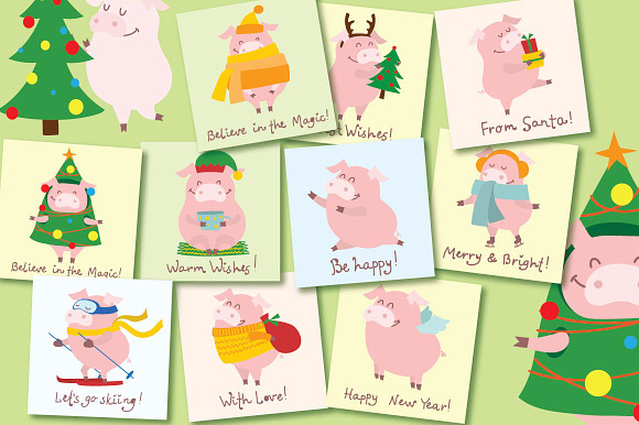 For one week only $5!!! PIG SET in Illustrations - product preview 1
