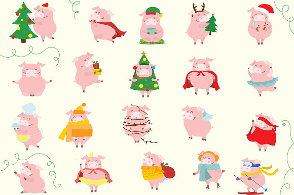 For one week only $5!!! PIG SET in Illustrations - product preview 3
