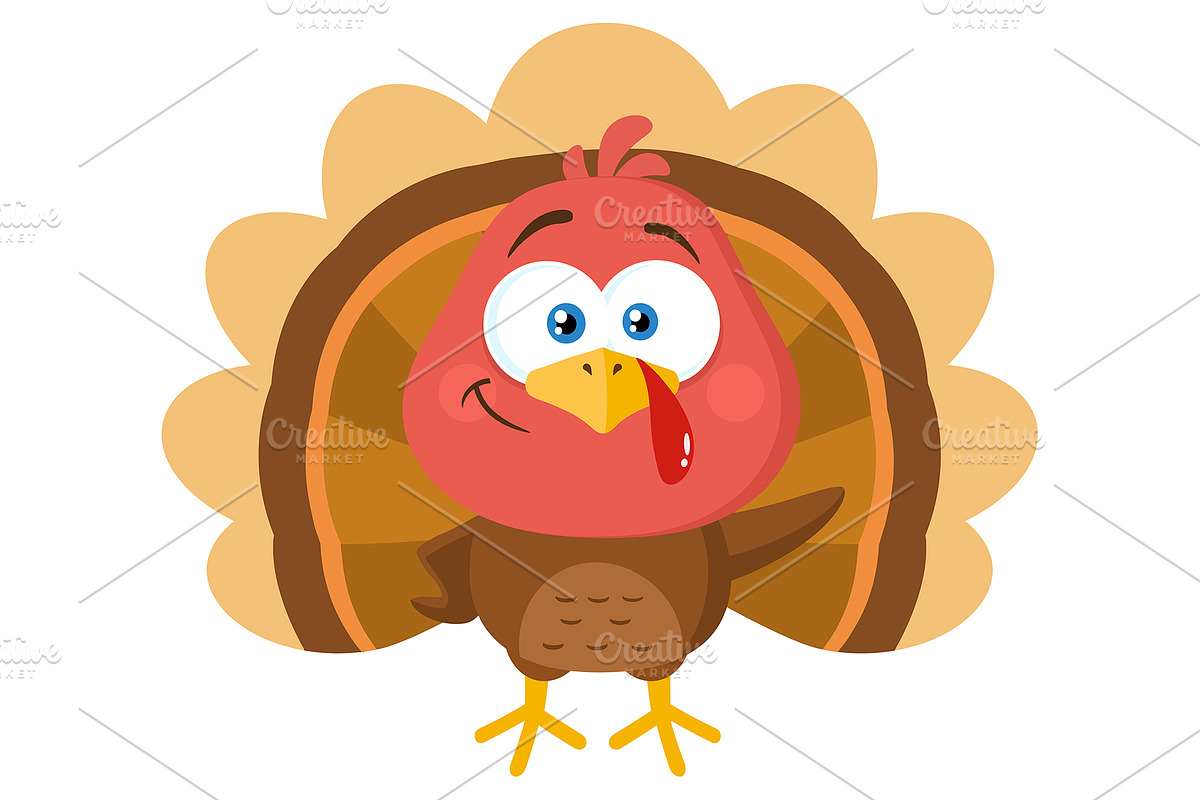 Cute Turkey Bird Cartoon Character in Illustrations - product preview 8