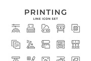 Set line icons of print