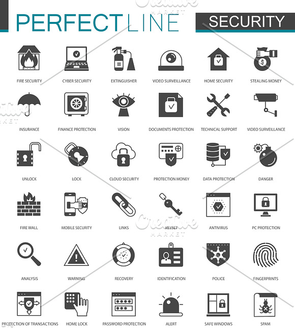 180 black classic icons in Safety Icons - product preview 5