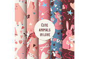 Cute animals seamless pattern with