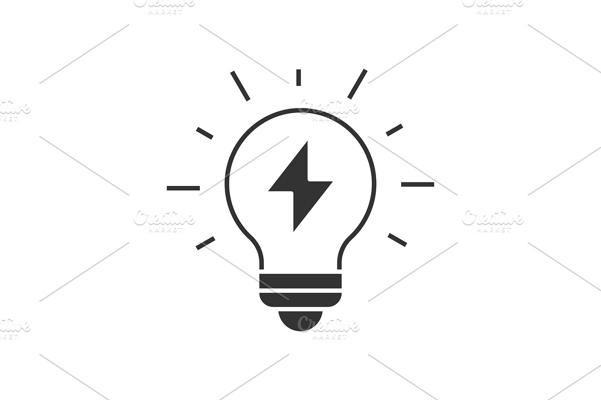 Light bulb with thunder in Icons - product preview 8