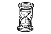 Sand watch glass engraving vector