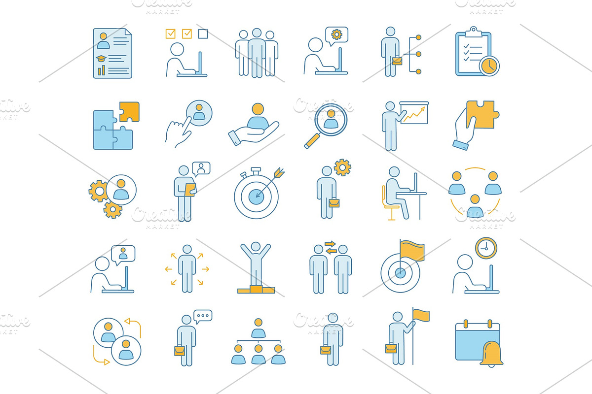 Business management color icons set in Icons - product preview 8