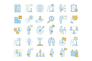 Business management color icons set