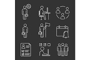 Business management chalk icons set