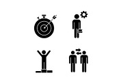Business management glyph icons set