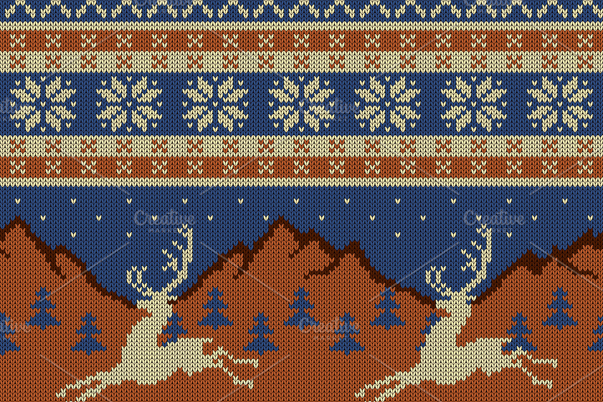 Knitted wool tapestry with deers in Patterns - product preview 8