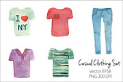 Watercolor T-Shirts and Jeans set