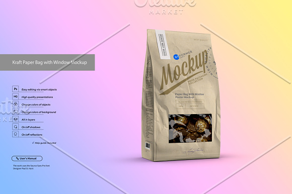 Kraft Paper Bag with Window Mockup in Product Mockups - product preview 1