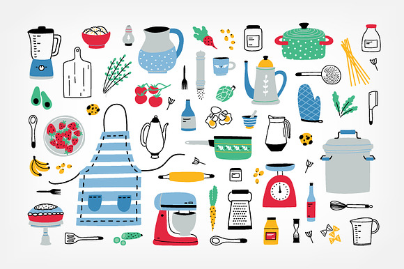 Big home cooking bundle, seamless in Illustrations - product preview 1