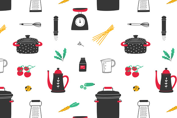 Big home cooking bundle, seamless in Illustrations - product preview 6
