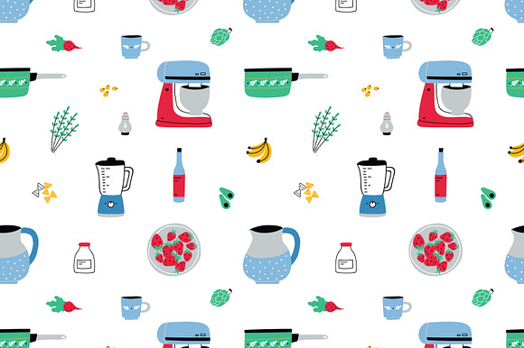 Big home cooking bundle, seamless in Illustrations - product preview 8