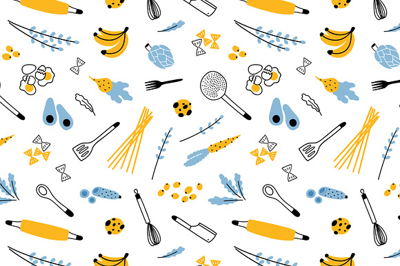 Big home cooking bundle, seamless in Illustrations - product preview 9