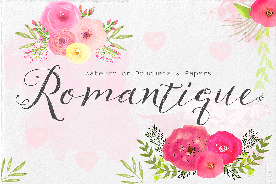 Watercolor Bouquets & Papers