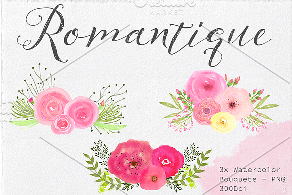 Watercolor Bouquets & Papers in Illustrations - product preview 1