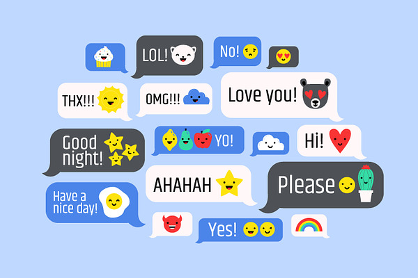Messages with cute emoji set