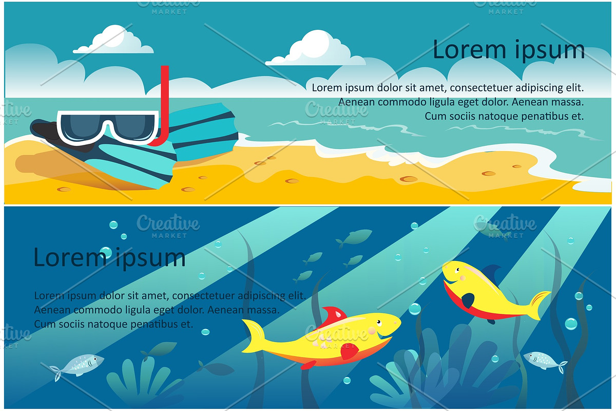 Summer travel horizontal banners in Illustrations - product preview 8