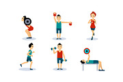 People doing sport exercises set