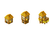 Cute little houses set, city, town