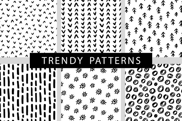 36 Hand Drawn Trendy Patterns + SVG in Patterns - product preview 9