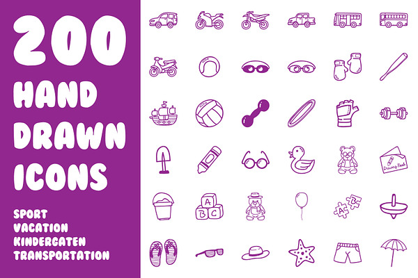 200 Ultimate Hand Drawn Icon Pack