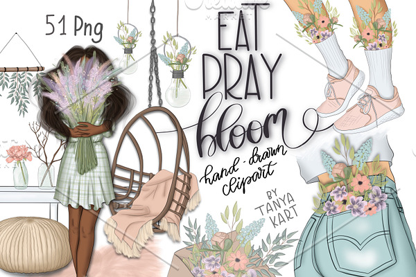 Eat Pray Bloom Graphic Design Kit