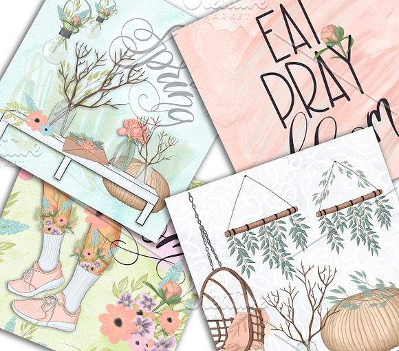 Eat Pray Bloom Graphic Design Kit in Illustrations - product preview 7