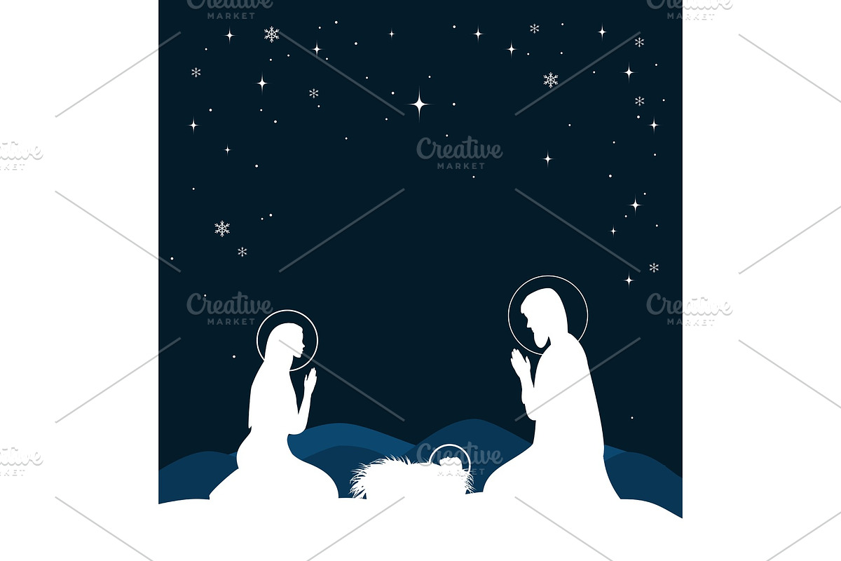 Christian Christmas scene with birth in Illustrations - product preview 8