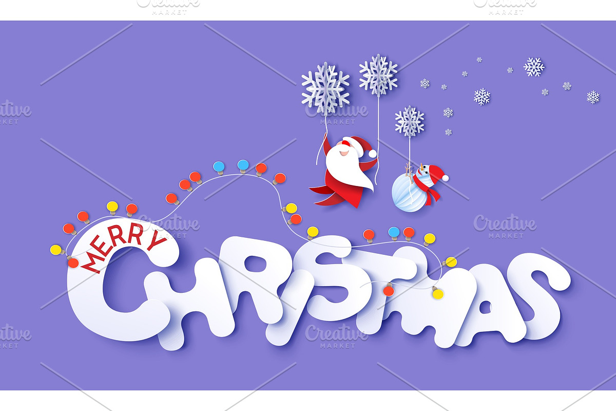 Merry Christmas design card with in Objects - product preview 8