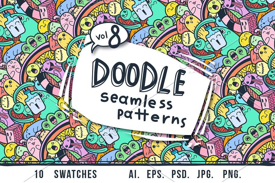 Quirky doodle patterns and colorings in Patterns - product preview 8