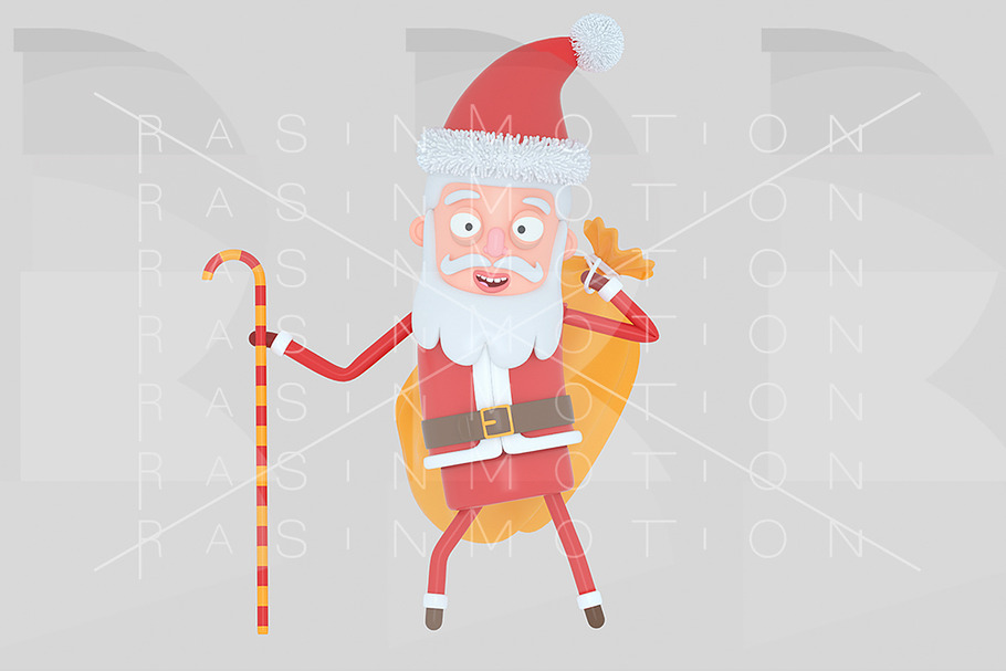 Santa Claus holding a christmas sack in Illustrations - product preview 8