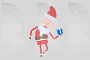 Santa Claus holding a gift. Isolated