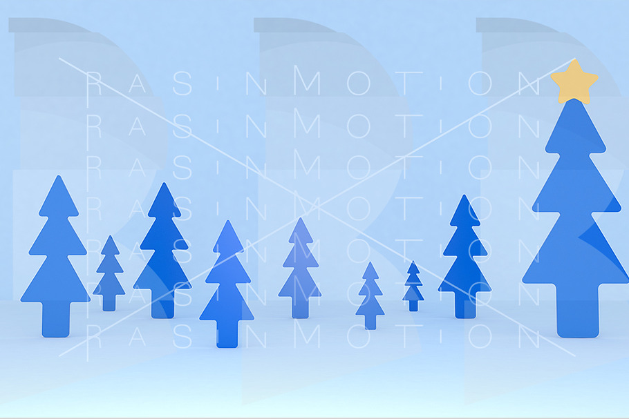 Blue pines background scene. Set. in Illustrations - product preview 8