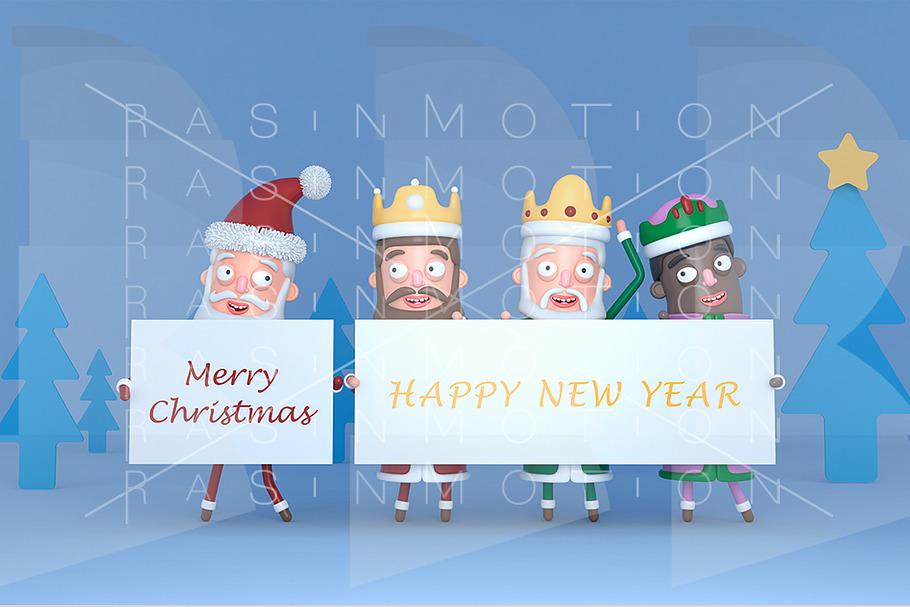 Santa & Tree Magic Kings placard in Illustrations - product preview 8