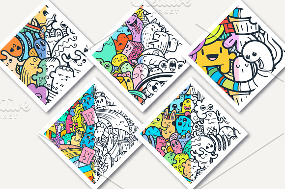 Crazy doodle patterns and colorings in Patterns - product preview 1