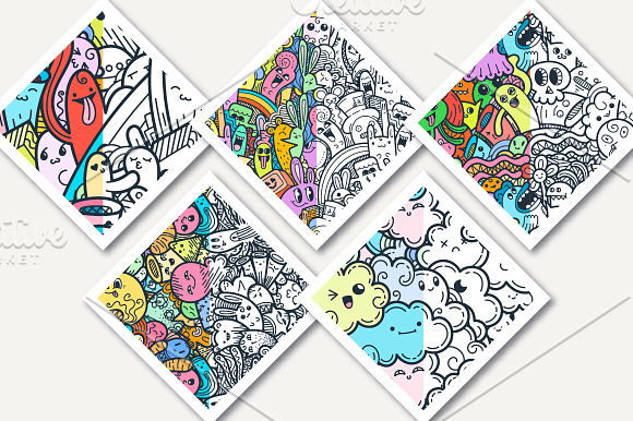 Crazy doodle patterns and colorings in Patterns - product preview 2