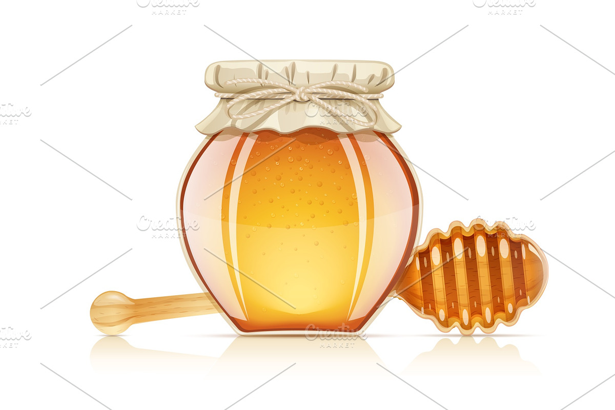 Jar and dipper for honey. Vector in Illustrations - product preview 8